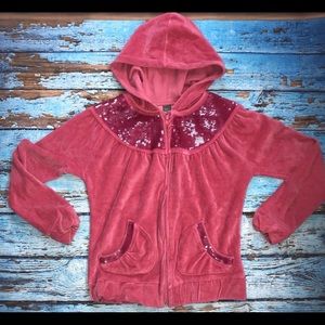 Zara Velour and sequins hooded jacket 11/12 Girls
